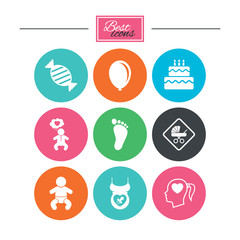 Fototapeta premium Pregnancy, maternity and baby care icons.