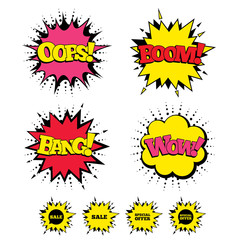 Sale icons. Special offer speech bubbles symbols.