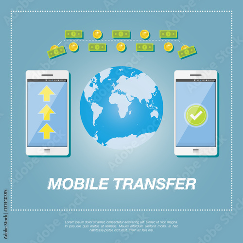Money Transfer Vector Concept Sending Gold Coins And - 