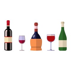 Alcohol drink wine bottle vector.
