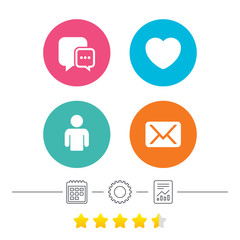 Social media icons. Chat speech bubble and Mail.