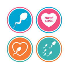 Sperm icons. Fertilization or insemination signs.