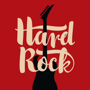 banner with an electric guitar and the words Hard Rock