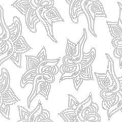 Seamless pattern with handdrawn butterfly on a white background.