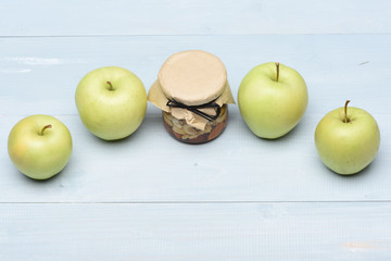 Set of semicircle green apples