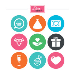 Wedding, engagement icons. Love oath letter.