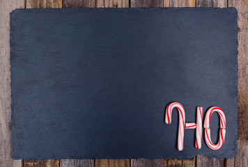 Holiday candy cane text HO