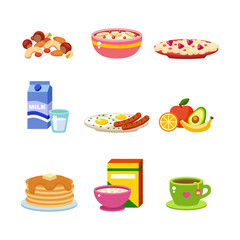 Healthy breakfast food vector.