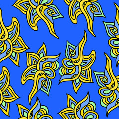 Fototapeta na wymiar Seamless pattern with hand-drawn doodle elements. Vector illustr