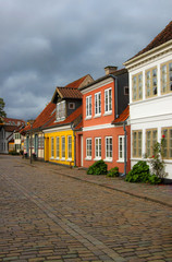Cobblestone street in Odense, Denmark