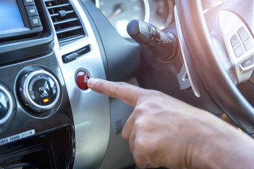 Concept safety drive finger push car emergency light button.
