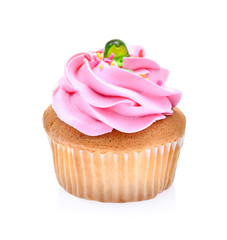 pink cupcake on white background