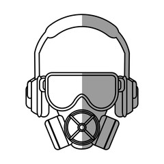 Mask glasses and headphone icon. Industrial security safety and protection theme. Isolated design. Vector illustration