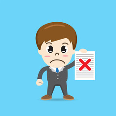 business man sign to answer incorrect - vector illustration