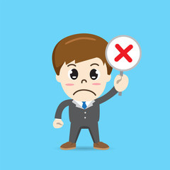 business man sign to answer incorrect - vector illustration