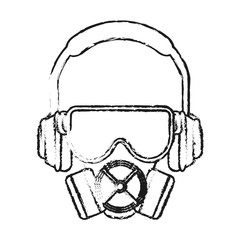 Mask glasses and headphone icon. Industrial security safety and protection theme. Isolated design. Vector illustration