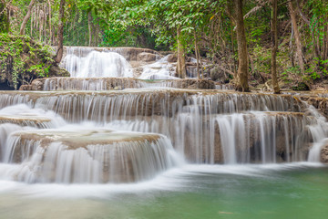 Nature landscape of waterfalls in green National Park in Thailan