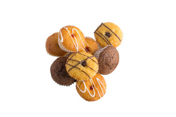 small sweet muffins isolated on white