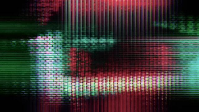 TV screen pixels flicker and shift (Video Loop).