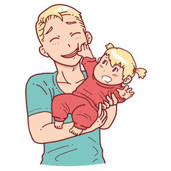 playful baby and father