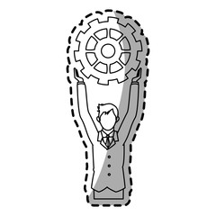 Businessman and gear icon. Management corporate job and leader theme. Isolated design. Vector illustration