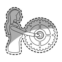 Businesswoman and gear icon. Management corporate job and leader theme. Isolated design. Vector illustration