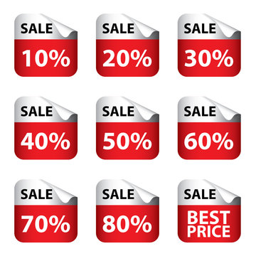 Sale Banner with Many discount price sign isolated on white background.