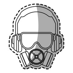 Headphone glasses and mask icon. Industrial security safety and protection theme. Isolated design. Vector illustration