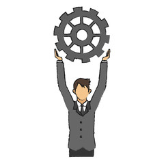 Businessman and gear icon. Management corporate job and leader theme. Isolated design. Vector illustration