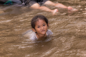 asia girl in river