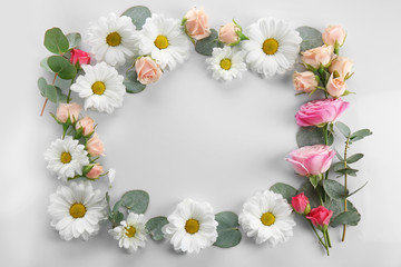 Floral frame on white background