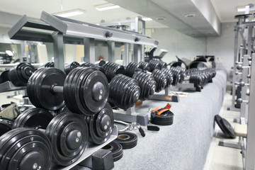 Fototapeta na wymiar Exercising equipment at the gym