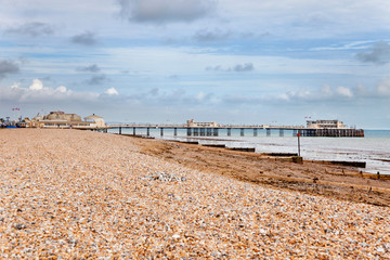 Worthing's shingle beach and Victorian Pier