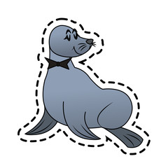 Circus seal icon. Carnival fair entertainment and performance theme. Isolated design. Vector illustration