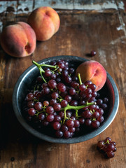 Red wine Grapes with peach