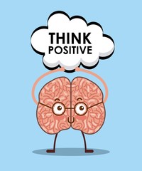 cartoon brain icon over blue background. colorful design. vector illustration