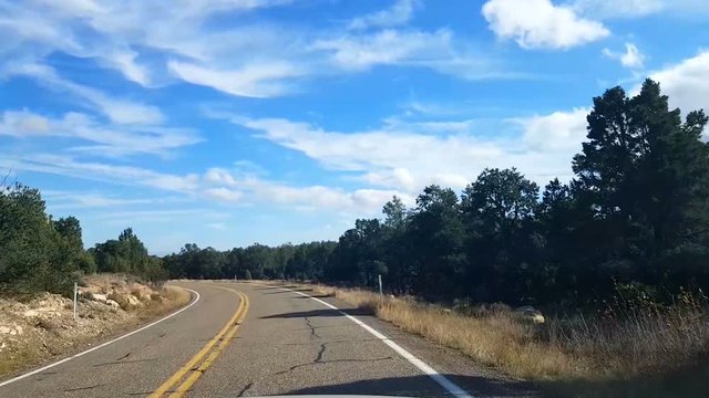 Driving on route highway 89A, away from North rim, Grand canyon, in Arizona, United states of America