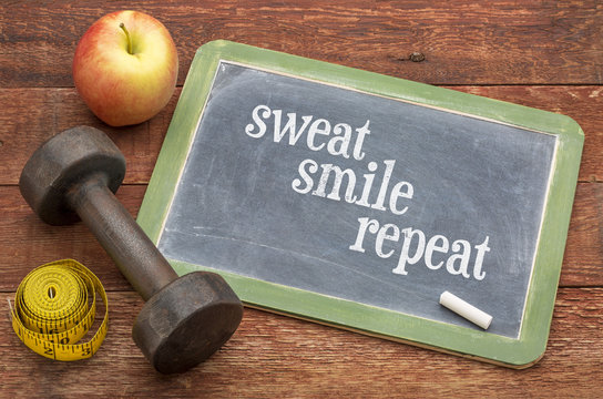 Sweat, smile, repeat - fitness concept