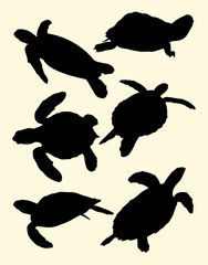 Fototapeta premium Turtles animal silhouette. Good use for symbol, logo, web icon, sign, or any design you want.