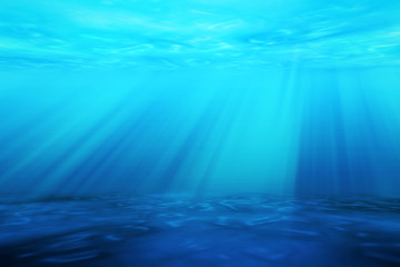 Fototapeta na wymiar Ray light of underwater scene for seascape background.