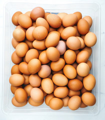 Eggs. Chicken eggs. Eggs in a basket