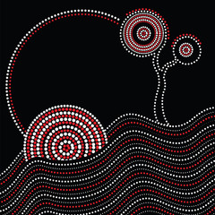 Aboriginal art vector background.