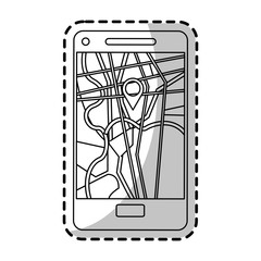 Smartphone with gps app icon. Travel navigation route and technology theme. Isolated design. Vector illustration