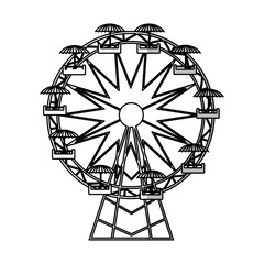 Ferris wheel icon. Carnival fair circus entertainment and festival theme. Isolated design. Vector illustration