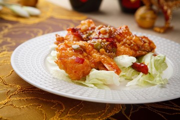  kkanpung saeu, Deep-fried Shrimp in Hot Pepper Sauce, 깐풍새우