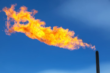 Gas flaring. Combustion of associated gas at oil production.