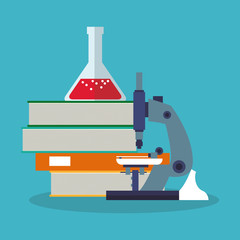 Books and microscope icon. Science laboratory chemistry and research theme. Colorful design. Vector illustration