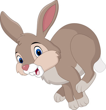 Cartoon brown rabbit running