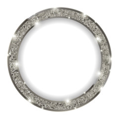 round silver frame with lights on light background