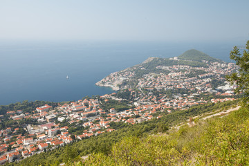 Fototapeta na wymiar Beautiful view from the mountains to the city of Dubrovnik. Croatia